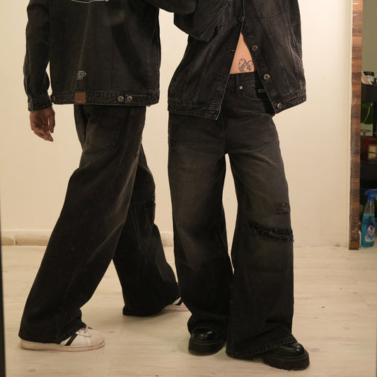 BLACK SUPER BAGGY UNISEX DENIM